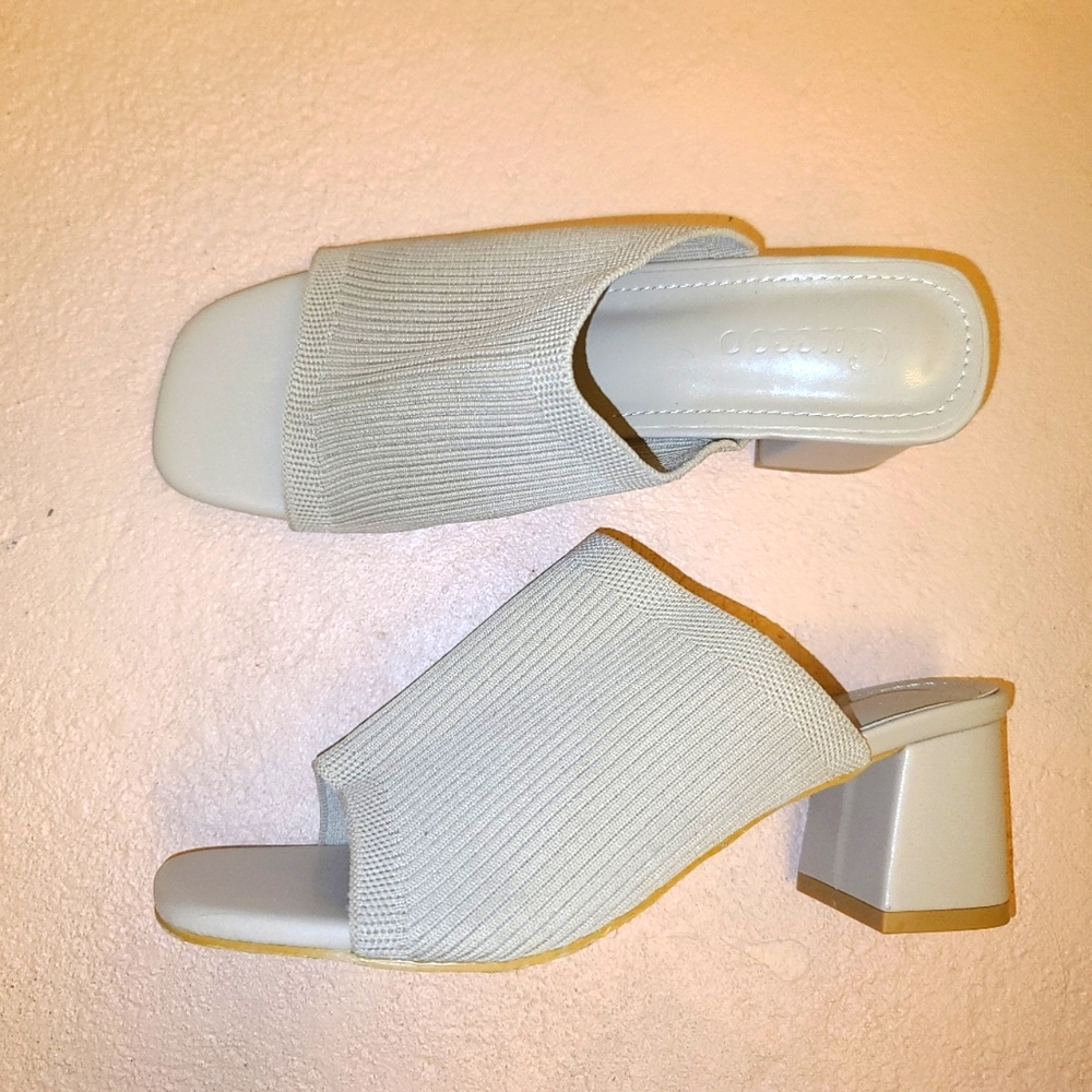 Cuccoo Everyday Collection Knit Chunky Mid Heeled Mules